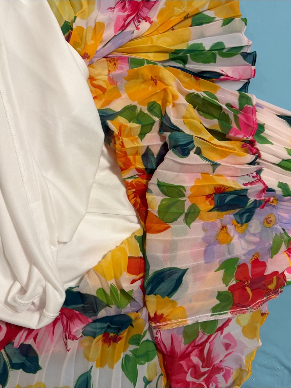 Floral Pleated Wrap Dress - Pink & Yellow - Picture 8 of 10